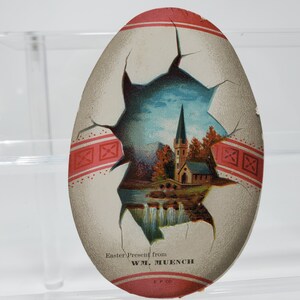 Cartão comercial em forma de ovo de Páscoa de 1800; Cartão comercial antigo de ovo de Páscoa; Cartão comercial raro de 1800; Anúncio de 1800; Corte antigo