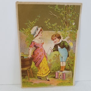 Cartão Comercial da Era Vitoriana de 1800; Cartão comercial antigo; Cartões comerciais colecionáveis antigos; Propaganda Antiga; Anúncios de sabonetes antigos