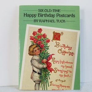 Postales de la antigua de Raphael Tuck; Postales de Feliz Cumpleaños; Raphael Tuck Reproducciones postales; Tarjetas de cumpleaños caprichosas