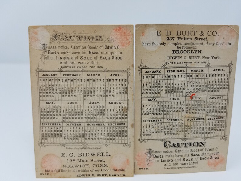 Antique 1879 Calendar on VictorianEra Trade Cards Antique Etsy