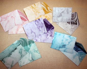 Handmade mini envelopes with marble print. Gift card envelopes,