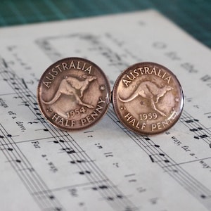 Australian coin Cufflinks. Genuine Australian half penny.  Vintage coin cufflinks. Corporate, staff or event cufflinks