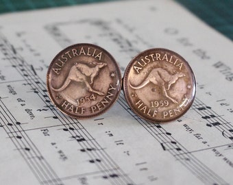 Australian coin Cufflinks. Genuine Australian half penny.  Vintage coin cufflinks. Corporate, staff or event cufflinks