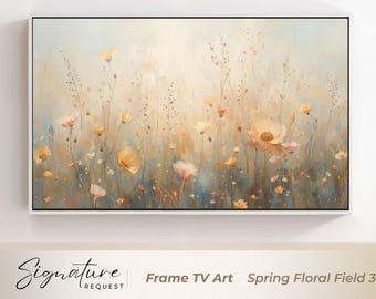 Spring Pastel Floral Field Frame TV Art | Impressionist Samsung Frame TV Art | Flower Meadow Digital Download | Pastel Landscape TV Art #4