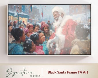 Christmas Frame TV Art Featuring Black Santa – Holiday Home Decor