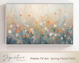 Spring Pastel Floral Field Frame TV Art | Impressionist Samsung Frame TV Art | Flower Meadow Digital Download | Pastel Landscape TV Art #1