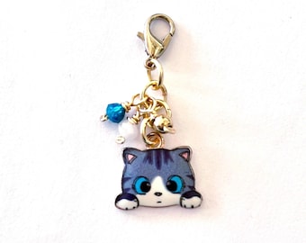 Darling Kitty travelers notebook charm, planner spine charm, travelers notebook accessories,