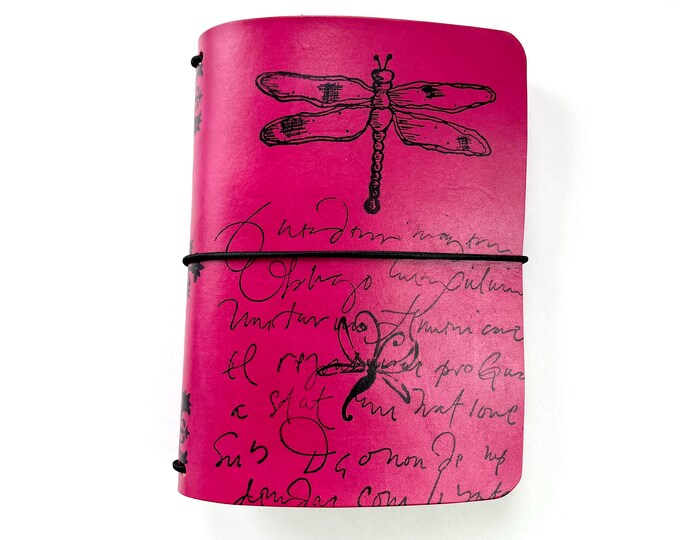 Pink Passport Size Travelers Notebook Cover, Leather Travelers Notebook, Traveler Notebook Cover