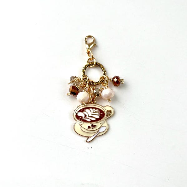 Coffee or Tea TN charm, travelers notebook charm, Planner spine charm, travelers notebook accessories, page marker, bag charm