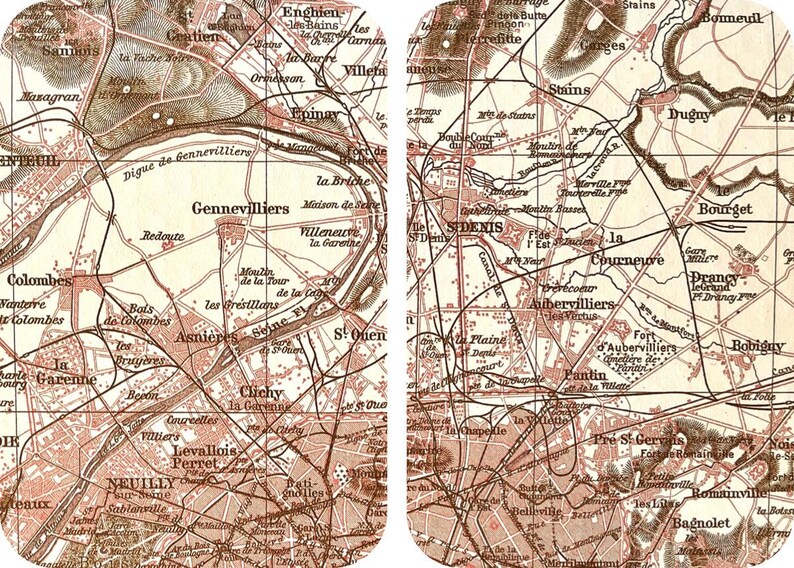 Vintage Map of Paris Travelers Notebook Dashboard With Pockets OR