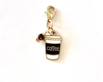Simple coffee charm or clip for your travelers notebook cover, planner charms, journal jewelry