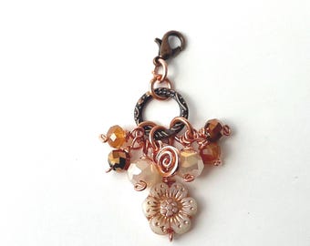 Ivory Glass flower charm travelers notebook charm, planner charm, travelers notebook accessories, planner accessories, planner bling