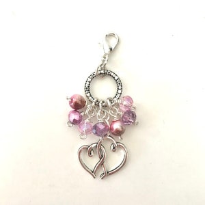 Pink Entwined hearts, TN charm, travelers notebook charm, Valentines Planner charm, Travelers notebook accessories, planner bling