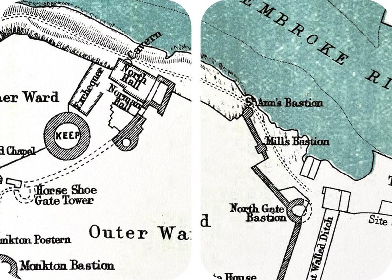Pembroke Castle Map Travelers Notebook Dashboard With Pockets OR Folder