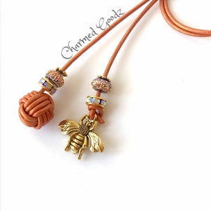 Leather Bee Bookmark: Beaded Traveler's Notebook Planner Accessory