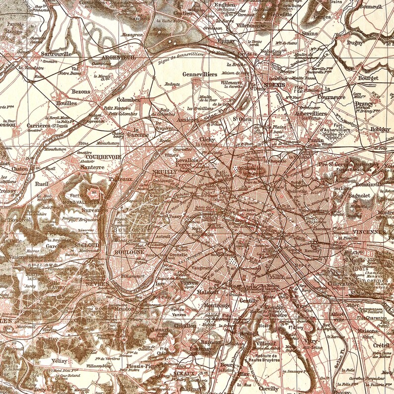 Vintage Map of Paris Travelers Notebook Dashboard With Pockets OR