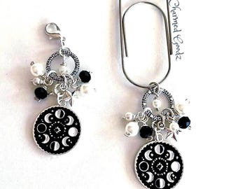 Lunar Moon Phases travelers notebook charm, planner charm, travelers notebook accessories, planner accessories, planner bling