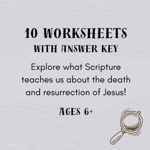 Exploration des feuilles de travail de déchiffrage de Pâques - Activité de versets bibliques pour l'école à la maison ou à l'église, à partir de 6 ans image 2