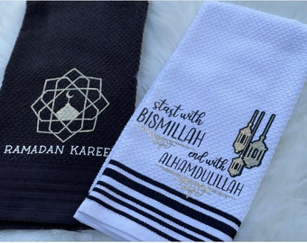 Ramadan kitchen towels , decorative Ramadan dish towels , custom Ramadan tea towels