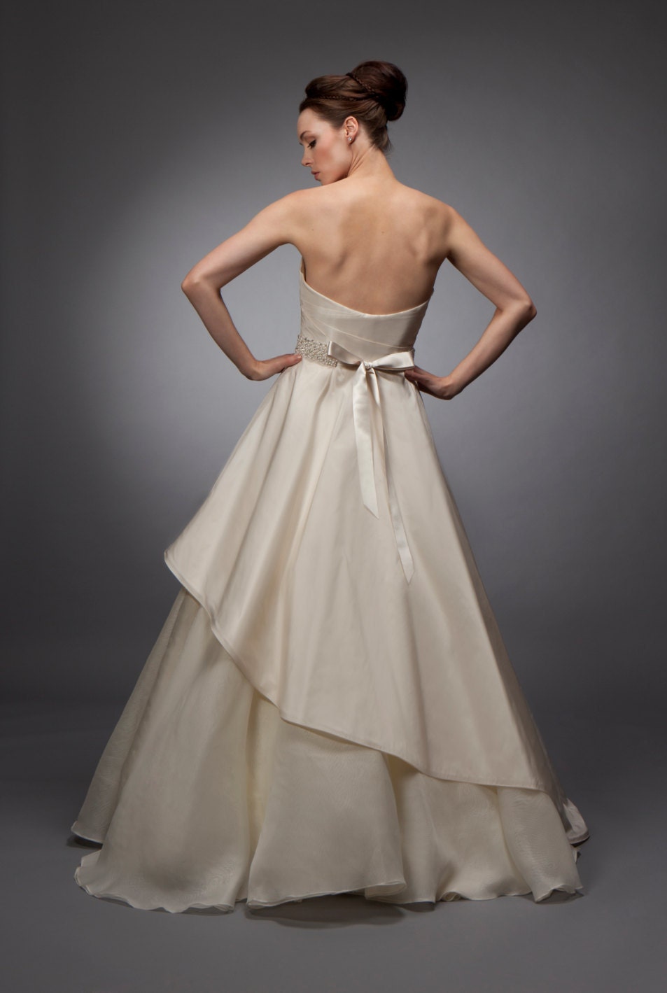 Sweetheart Wedding Gown, Silk Taffeta Gown, Draped Gown, Grecian