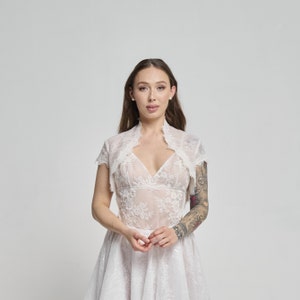 Women Wedding Jacket, Customizable Bridal Bolero, Beaded Lace Bolero for Fiance, Bridal Separates for Bride, Cut to Order, Gift for Her