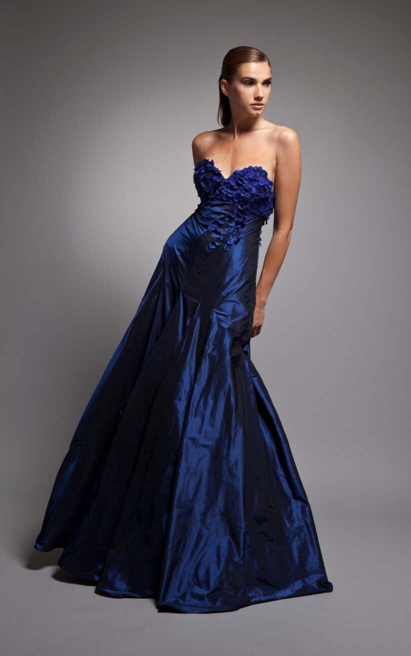 Sapphire Blue Sweetheart Neckline, Long Evening Party Dress For Women, Sample Sale Cocktail Dress, Strapless Silk Taffeta, Gift Her