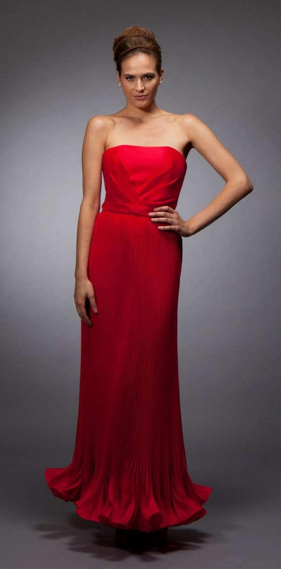 Bright red cocktail dress best sale