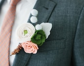 fabriqué sur commande en feutre de laine fleur + boutonnière succulente / / marié / / garçons d’honneur / / meilleur homme