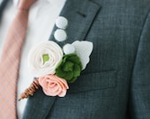 made to order wool felt flower + succulent boutonniere // groom // groomsmen // best man