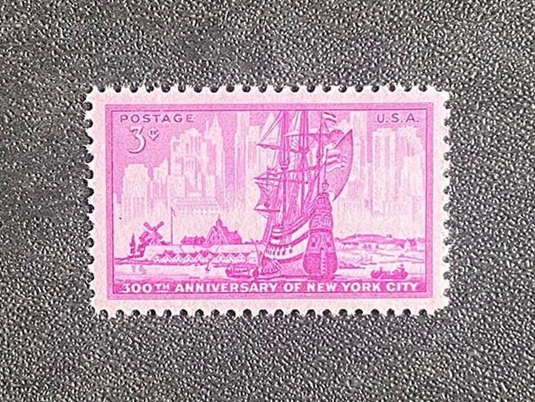 Vintage Postage Stamps new York City Vintage Stamps Pink Vintage