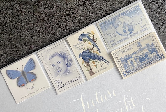 Vintage Postage Stamps Mint Unused for Wedding Invitations something Blue  Prestige Blue Vintage Stamps 1.22 Each Collection 