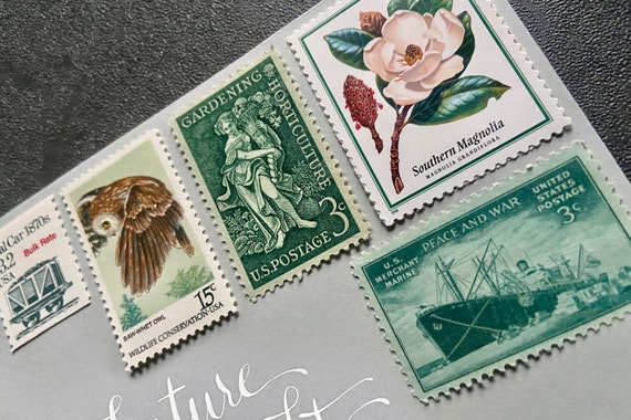 Vintage Postage Stamps Mint Unused for Wedding Invitations green With Envy  Green Floral Postage 66 Cents Each Collection 