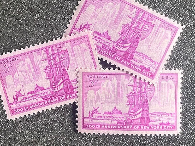 Vintage Postage Stamps new York City Vintage Stamps Pink Vintage Postage 3 Cents Each Etsy