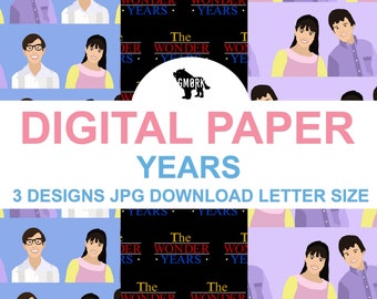 Years Printable Papers, Scrapbooking, journaling, planner, crafts, digital papers, jpg