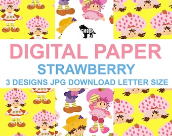 Strawberry Printable Papers, jpg, download, for planners, journaling, scrapbooking or crafts