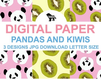 Pandas and Kiwis printable papers for planners, scrapbooking, crafts and more!