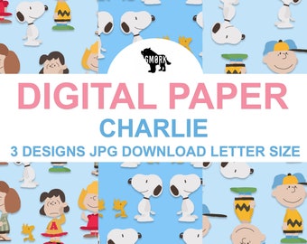 Charlie Printable Papers for planners, crafts, journaling, stationery, or scrapbooking, jpg file