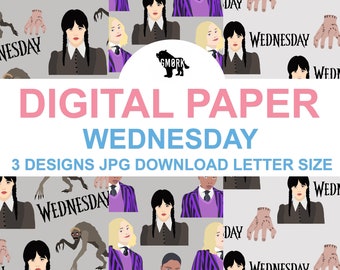 Wednesday Printable Papers, digital, journaling, planner, scrapbooking paper