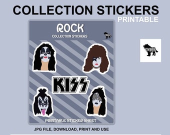 Rock printable sticker sheet, jpg download, for scrapbooking, journaling, planners or crafts