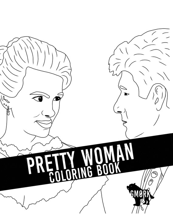 Download Pretty Woman Coloring Book Printable Jpg Zip File Adult Etsy