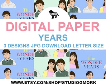 Years Printable Papers, Scrapbooking, journaling, planner, crafts, digital papers, jpg