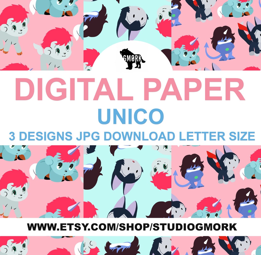 Unico Printable Papers, Unicorn Pattern, Retro Movie, Vintagecartoon ...