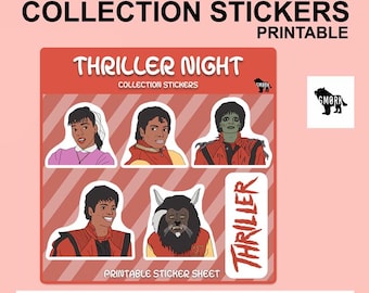 Thriller Night Printable Sticker Sheet for Journaling, Planners, Scrapbooking or Crafts
