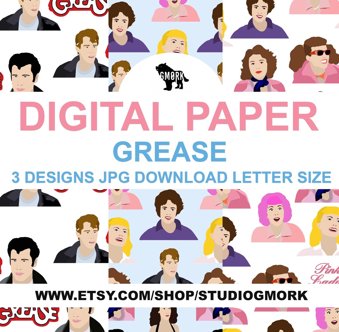 Grease Printable Papers, Jpg, Download File, Scrapbooling, Crafts