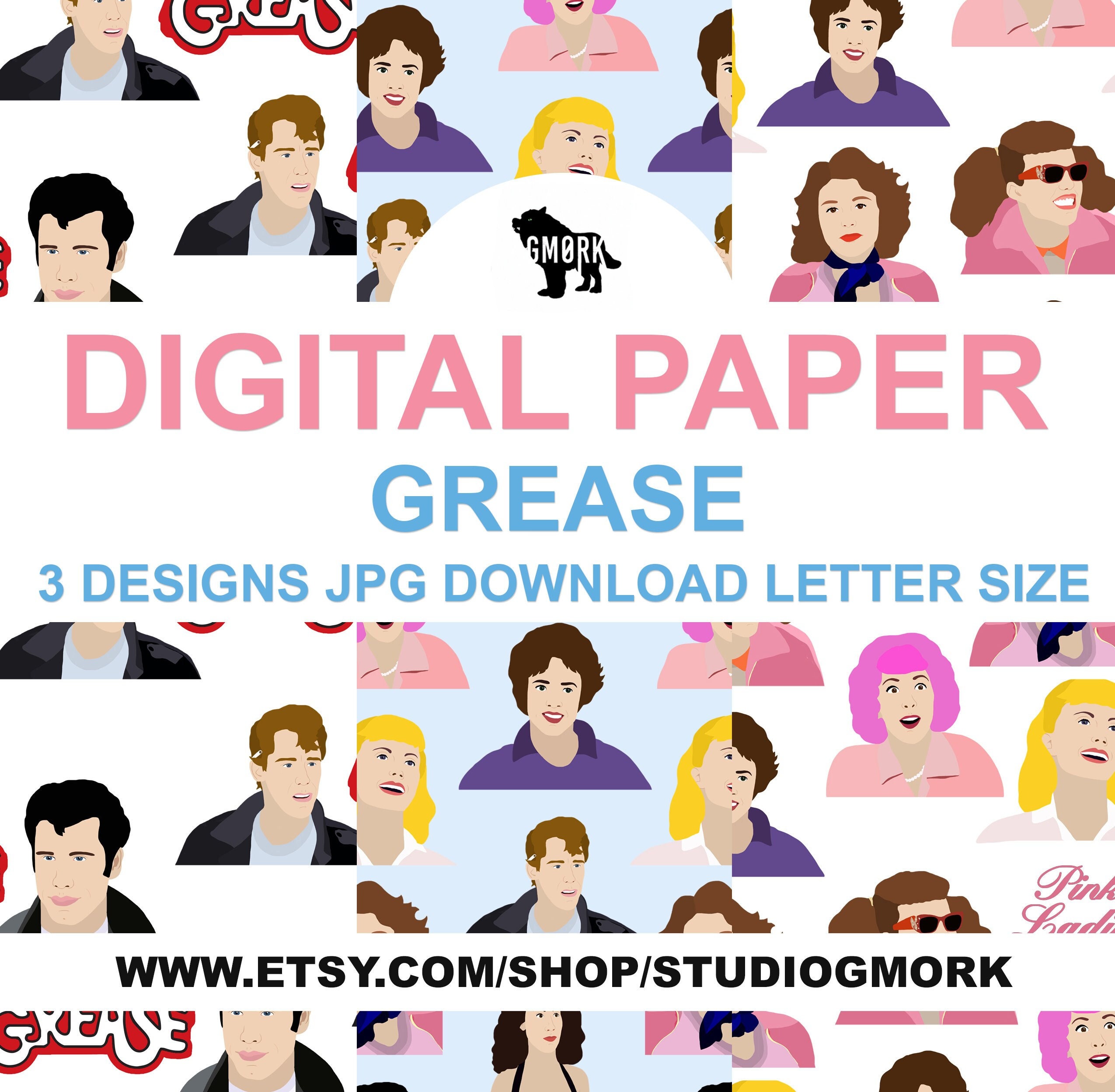 Grease printable papers, jpg, download file, scrapbooling, crafts, journaling, planners