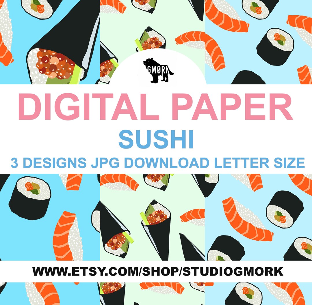 Sushi Printable Papers, Jpg, Paper Design, Pattern, Planners, Envelopes
