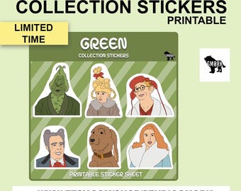 Green Printable Sticker Sheet for Planners, Journals, Scrapbooking and Crafts