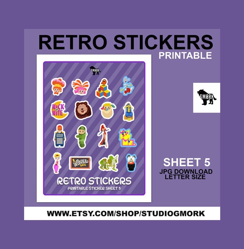 vintage printable sticker sheet 5 jpg collection stickers etsy