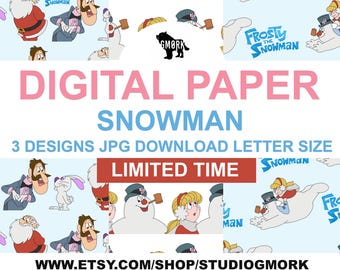 Snowman Printable Papers for Journaling, scrapbooking, Planners or Crafts