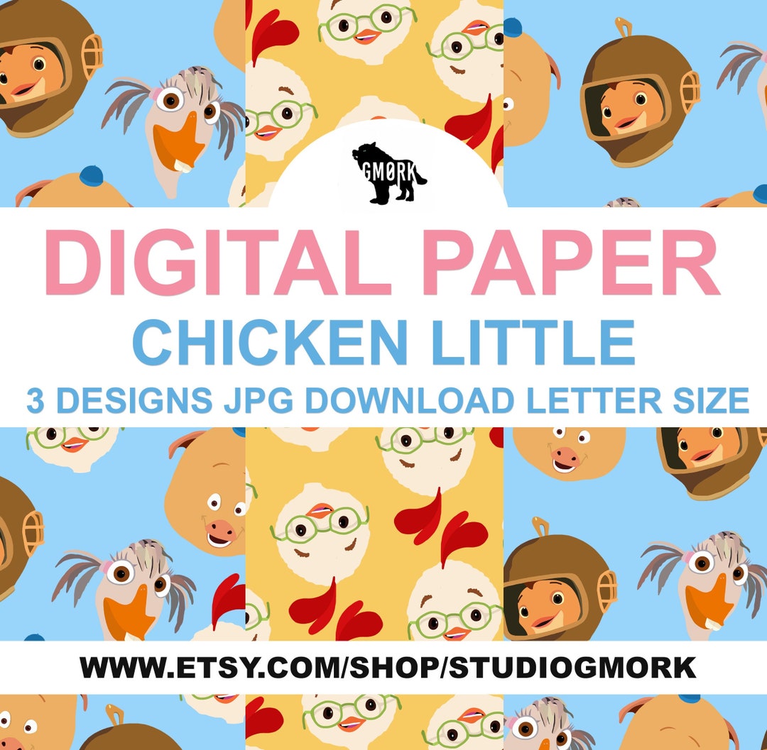 Chicken Little Printable Paper, Jpg File for Scrapbooking, Planner ...